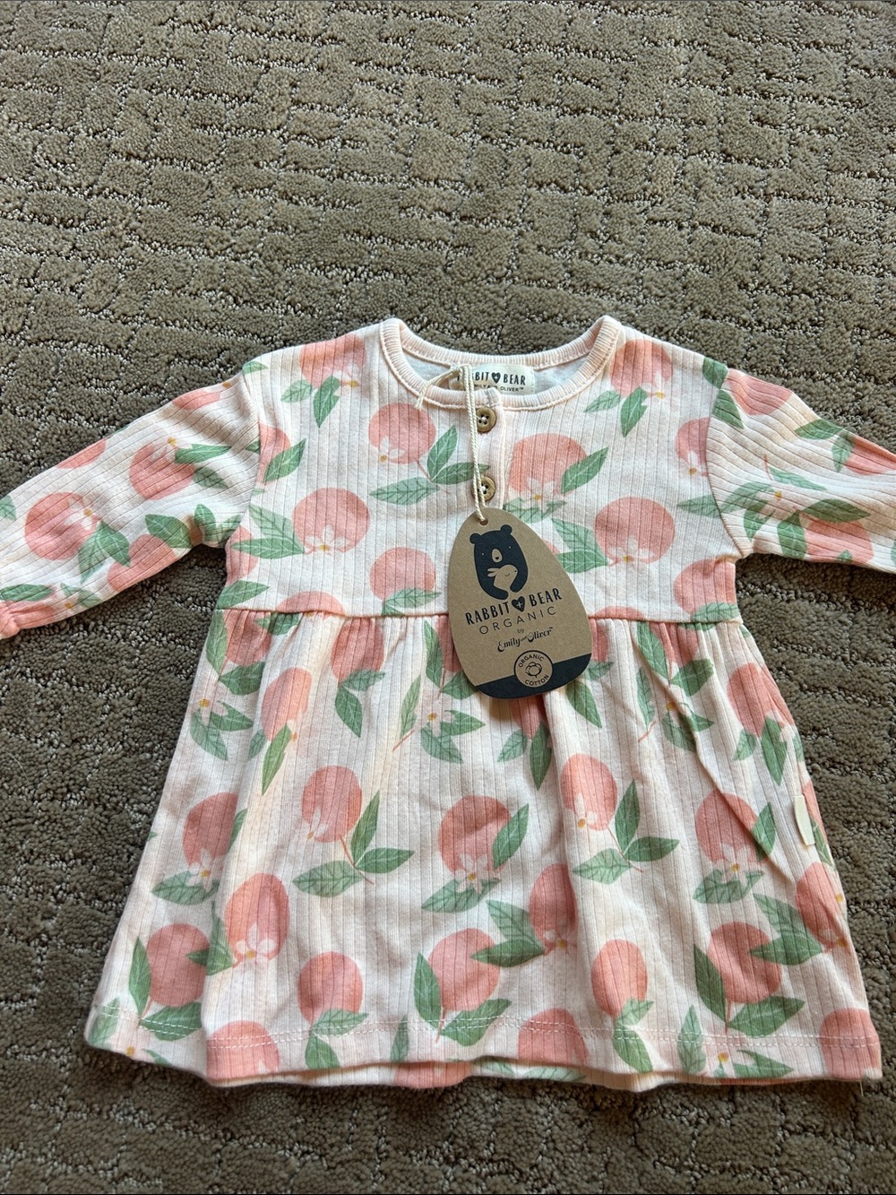 Rabbit & Bear Organic Peach Print Baby Dress